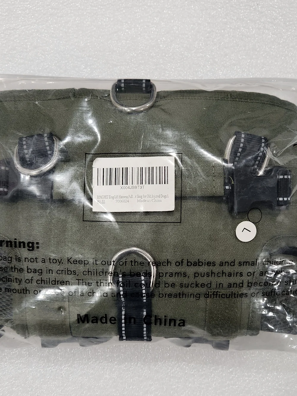 Adjustable Olive Green Dog Support Harness